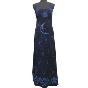 L'Pogee Maxi Dress Celestial Sun Moon Embroidered Free Size Boho 90s Y2K Hippie